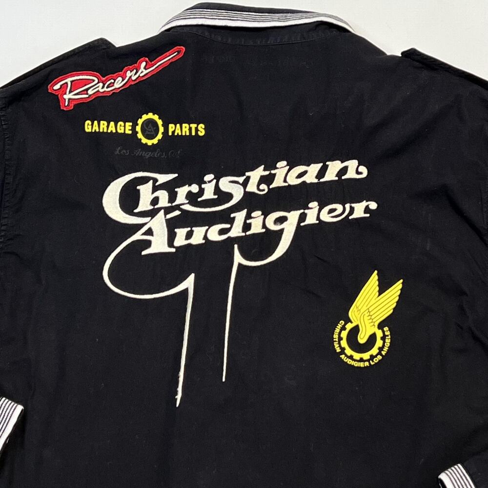 Christian Audigier Shirt Mens XL Black Racing Motorcycle Garage Parts Cotton 58 - Picture 8 of 16